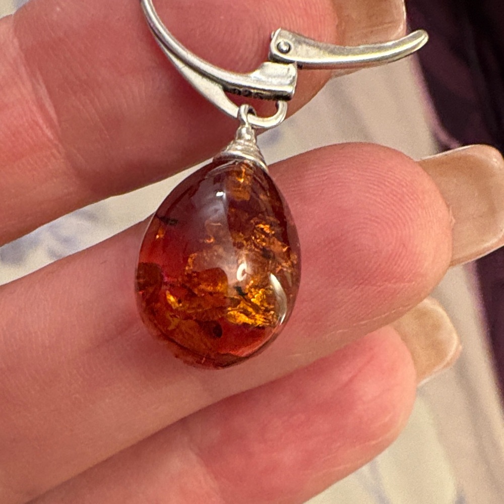 Amber and Silver Necklace and Earring Set - Picture 10 of 13